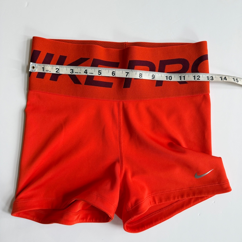 Nike Pro Women's Running Shorts-H020 in Orange/ Metallic Silver Size L - Picture 6 of 10